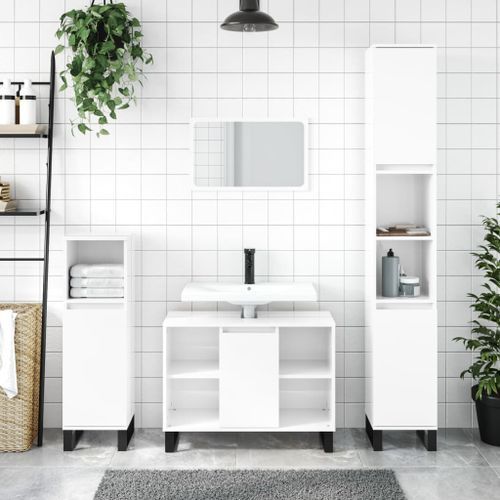 Armoire de salle de bain blanc brillant 80x33x60 cm - Photo n°2; ?>