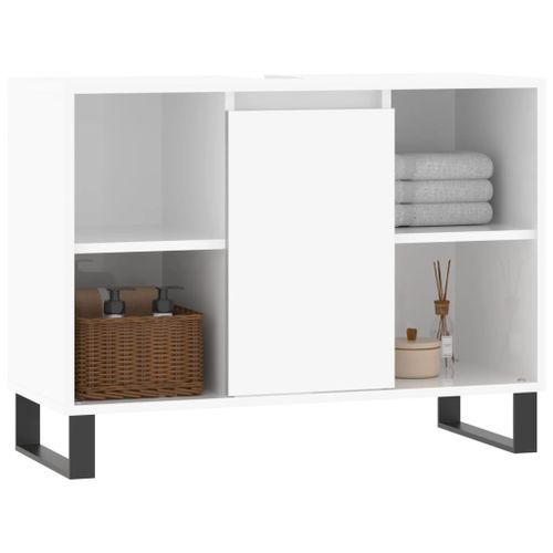 Armoire de salle de bain blanc brillant 80x33x60 cm - Photo n°3; ?>