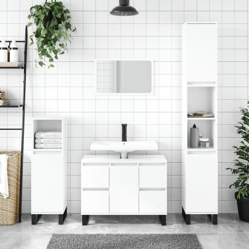 Armoire de salle de bain blanc brillant 80x33x60 cm - Photo n°2; ?>