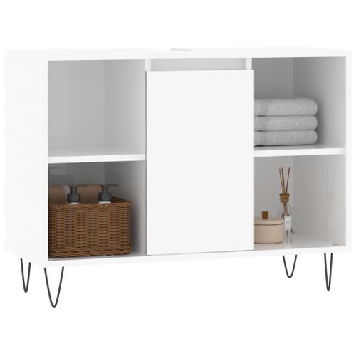 Armoire de salle de bain blanc brillant 80x33x60 cm - Photo n°3; ?>