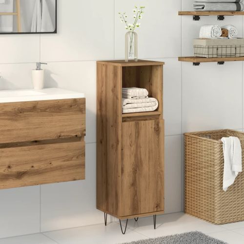 Armoire de salle de bain chêne artisanal 30x30x100 cm - Photo n°3; ?>