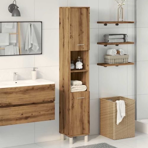 Armoire de salle de bain chêne artisanal 30x30x179 cm - Photo n°3; ?>