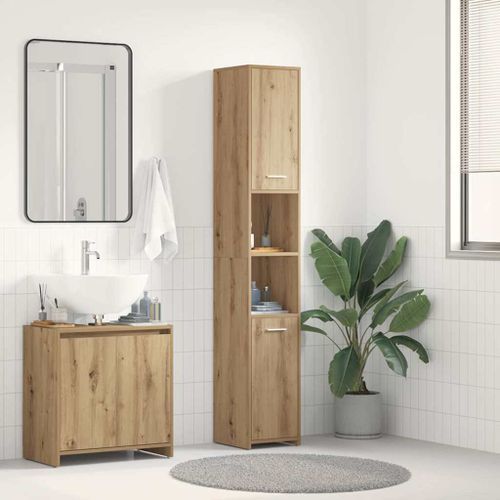 Armoire de salle de bain chêne artisanal 30x30x183,5 cm - Photo n°3; ?>