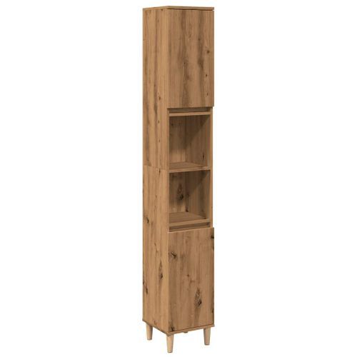 Armoire de salle de bain chêne artisanal 30x30x190 cm - Photo n°2; ?>