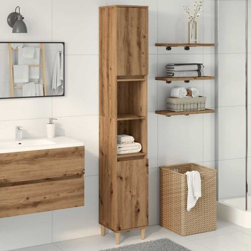 Armoire de salle de bain chêne artisanal 30x30x190 cm - Photo n°3; ?>