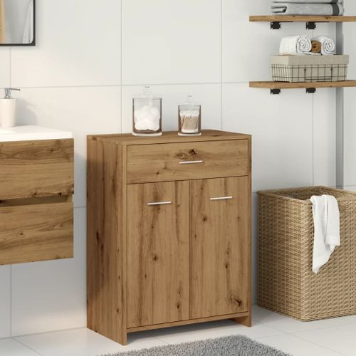 Armoire de salle de bain chêne artisanal 60x33x80 cm - Photo n°3; ?>