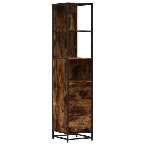 Armoire de salle de bain chêne fumé 35x37,5x166 cm - Photo n°2; ?>