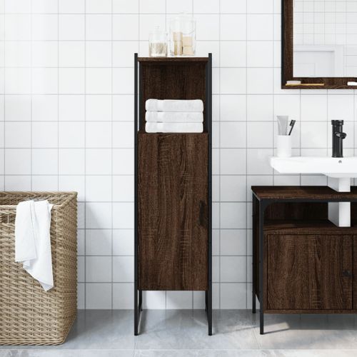 Armoire de salle de bain chêne marron 33x33x120,5 cm - Photo n°3; ?>