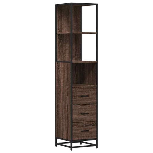 Armoire de salle de bain chêne marron 35x37,5x166 cm - Photo n°2; ?>