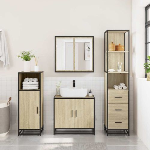 Armoire de salle de bain chêne sonoma 35x37,5x166 cm - Photo n°3; ?>