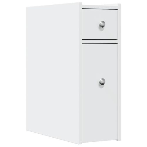 Armoire de salle de bain étroite avec roulettes blanc - Photo n°2; ?>