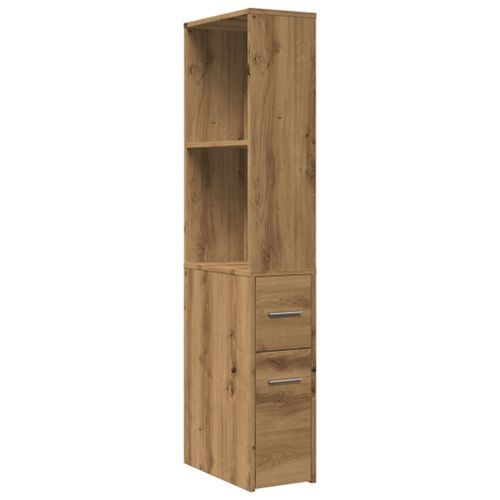 Armoire de salle de bain étroite avec roulettes chêne artisanal - Photo n°2; ?>