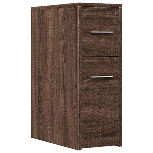 Armoire de salle de bain étroite avec roulettes chêne marron - Photo n°2; ?>