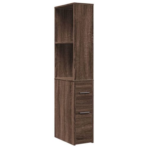 Armoire de salle de bain étroite avec roulettes chêne marron - Photo n°2; ?>