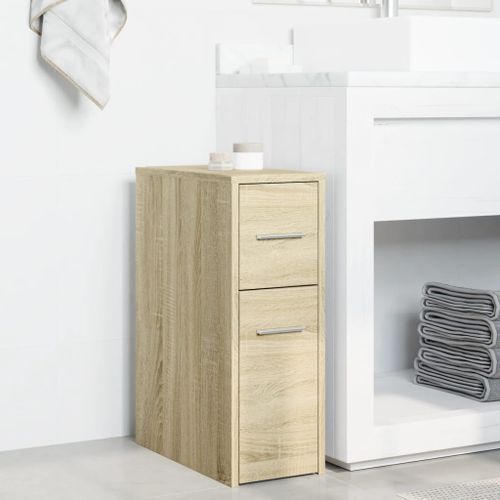 Armoire de salle de bain étroite avec roulettes chêne sonoma - Photo n°3; ?>