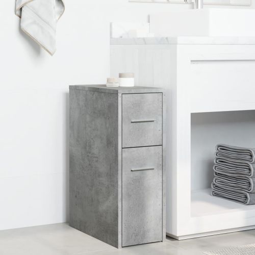 Armoire de salle de bain étroite avec roulettes gris béton - Photo n°3; ?>