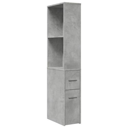 Armoire de salle de bain étroite avec roulettes gris béton - Photo n°2; ?>