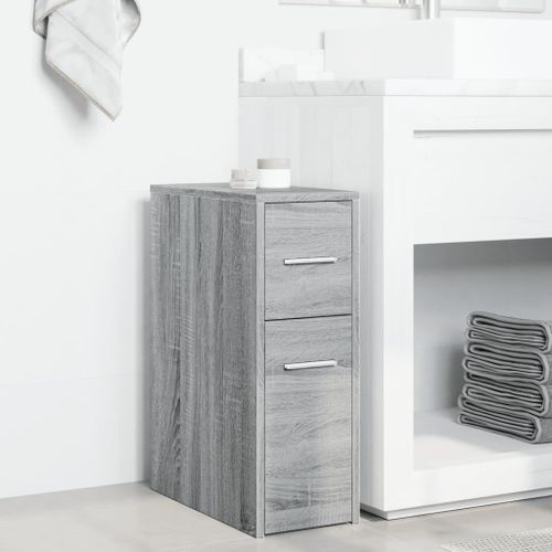 Armoire de salle de bain étroite avec roulettes sonoma gris - Photo n°3; ?>