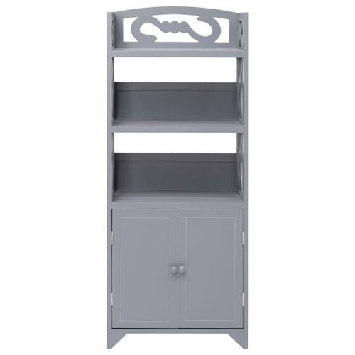 Armoire de salle de bain Gris 46x24x116 cm Bois de Paulownia - Photo n°3; ?>