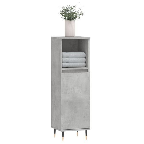 Armoire de salle de bain gris béton 30x30x100 cm - Photo n°3; ?>