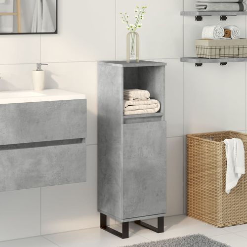 Armoire de salle de bain gris béton 30x30x100 cm - Photo n°3; ?>