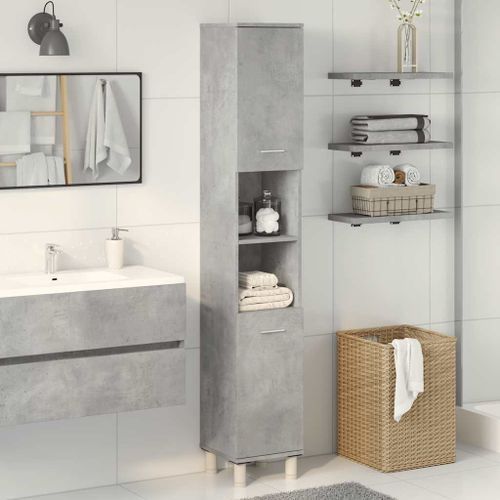 Armoire de salle de bain Gris béton 30x30x179 cm - Photo n°3; ?>