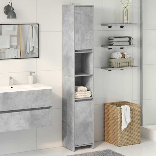 Armoire de salle de bain Gris béton 30x30x183,5 cm - Photo n°3; ?>