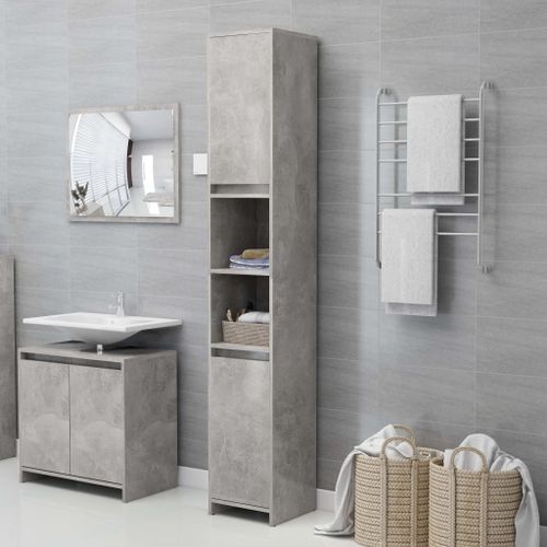 Armoire de salle de bain Gris béton 30x30x183,5 cm 2 - Photo n°2; ?>