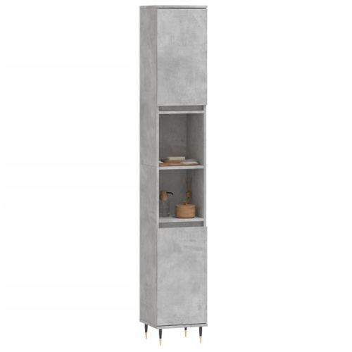 Armoire de salle de bain gris béton 30x30x190 cm - Photo n°3; ?>