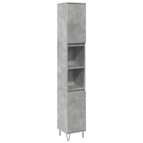 Armoire de salle de bain gris béton 30x30x190 cm - Photo n°2; ?>