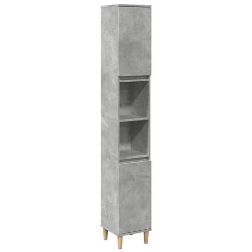 Armoire de salle de bain gris béton 30x30x190 cm - Photo n°2; ?>