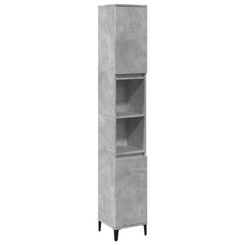 Armoire de salle de bain gris béton 30x30x190 cm - Photo n°2; ?>