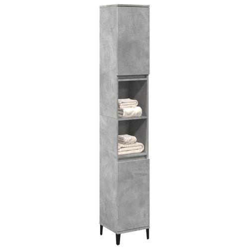 Armoire de salle de bain gris béton 30x30x190 cm - Photo n°3; ?>