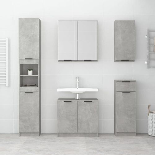 Armoire de salle de bain gris béton 32x34x188,5 cm - Photo n°3; ?>