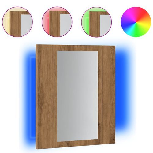 Armoire de salle de bain miroir LED chêne artisanal 40x12x45 cm - Photo n°2; ?>