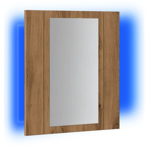 Armoire de salle de bain miroir LED chêne artisanal 40x12x45 cm - Photo n°3; ?>