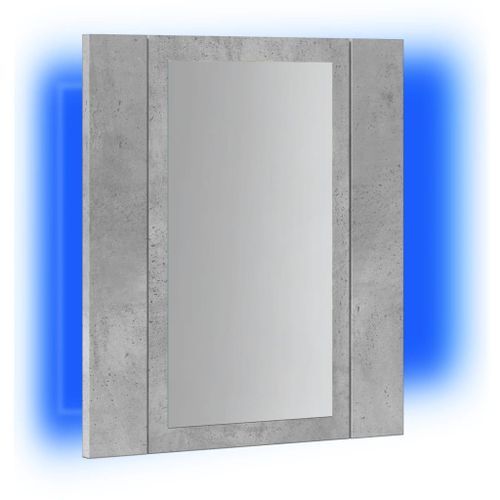 Armoire de salle de bain miroir LED gris béton bois ingénierie - Photo n°3; ?>