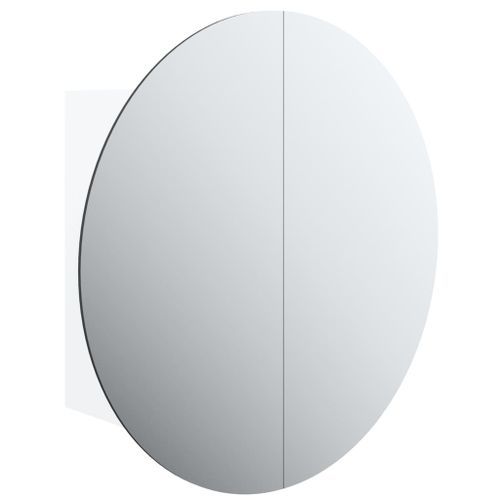 Armoire de salle de bain miroir rond et LED Blanc 40x40x17,5 cm - Photo n°2; ?>