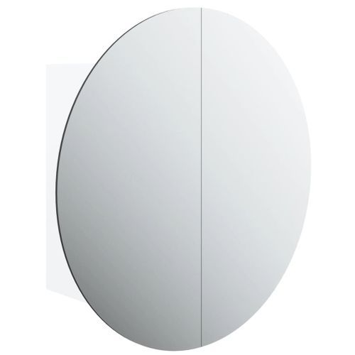 Armoire de salle de bain miroir rond et LED Blanc 47x47x17,5 cm - Photo n°2; ?>