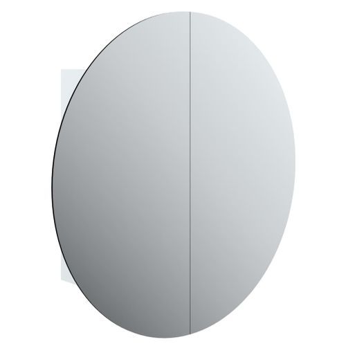 Armoire de salle de bain miroir rond et LED Blanc 54x54x17,5 cm - Photo n°2; ?>