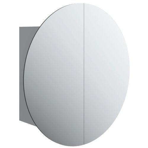 Armoire de salle de bain miroir rond et LED Gris 40x40x17,5 cm - Photo n°2; ?>