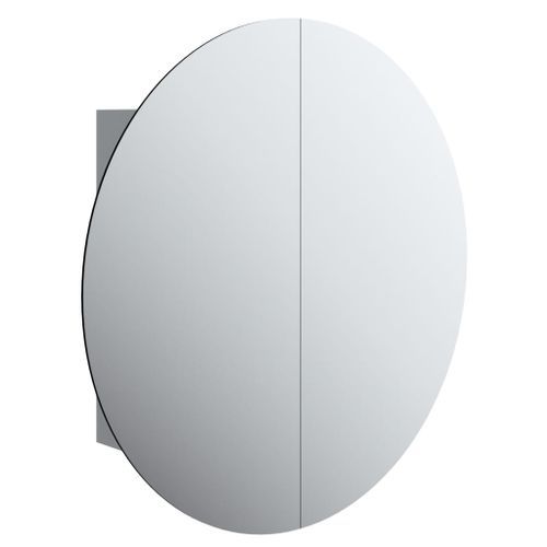 Armoire de salle de bain miroir rond et LED Gris 54x54x17,5 cm - Photo n°2; ?>