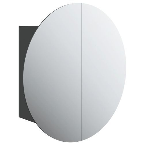 Armoire de salle de bain miroir rond et LED Noir 40x40x17,5 cm - Photo n°2; ?>