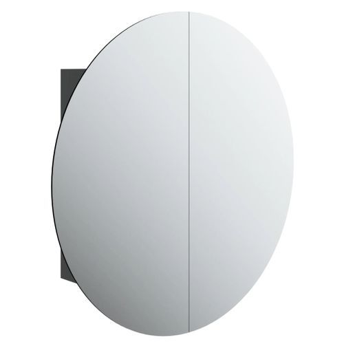 Armoire de salle de bain miroir rond et LED Noir 54x54x17,5 cm - Photo n°2; ?>