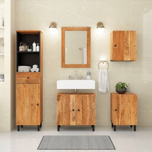 Armoire de salle de bain murale 38x33x48cm bois massif d'acacia - Photo n°3; ?>