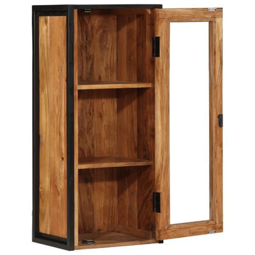 Armoire de salle de bain murale bois massif d'acacia et fer - Photo n°2; ?>