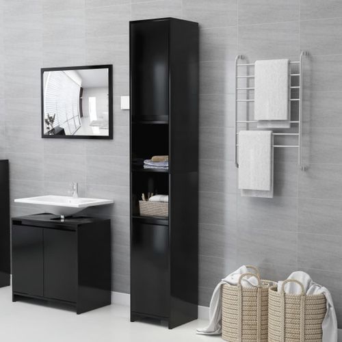 Armoire de salle de bain Noir 30x30x183,5 cm - Photo n°2; ?>