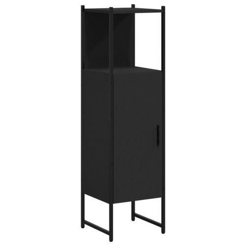 Armoire de salle de bain noir 33x33x120,5 cm bois d'ingénierie - Photo n°2; ?>