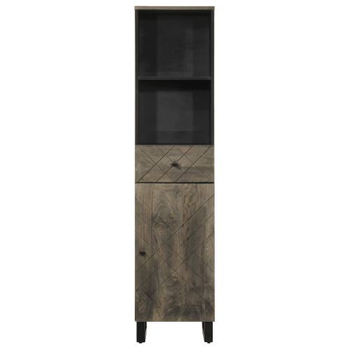 Armoire de salle de bain noir 38x33x160 cm bois massif manguier - Photo n°3; ?>