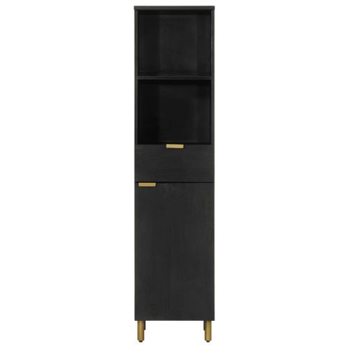 Armoire de salle de bain noir 38x33x160 cm bois massif manguier - Photo n°3; ?>